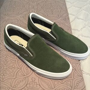 Vans Suede Green Slip-On Shoes
